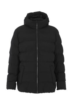 Kraftig foret jakke med fast hætte. Fuld foret med brede syede kanaler. Fremstillet af certificeret genanvendt polyester