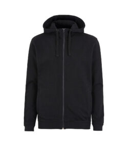 Unisex hættesweater med gennemgående lynlås. To frontlommer. Ubørstet. Rib i ærmer og bund. OEKO-TEX 100 certificeret.