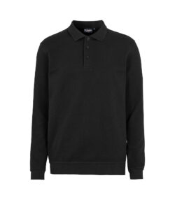 Polo sweatshirt med krave. Tre tone i tone knapper. Produceret i 100% forkrympet bomuld. Ubørstet. OEKO-TEX 100 certificeret.