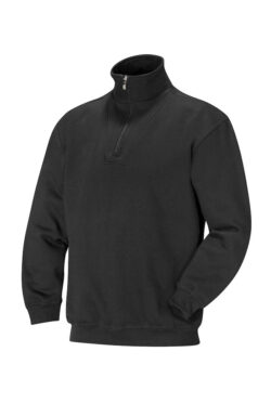 Sweatshirt med halfzip i 100% forkrympet bomuld. Høj krave. Ubørstet. OEKO-TEX 100 certificeret.