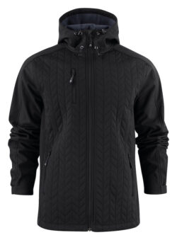 Hybridjakke af vind- og vandafvisende softshell og varmequilted interlock med høj åndbarhed. Softshell elementer i ærmer